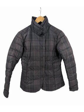 NAU Women's Black Plaid Asymmetrical Snap Down Jacket Small